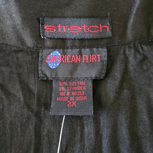 American Flirt - Women's Basic T-Shirts 3-/4 Sleeve Size 2X Black - Picture 6 of 8